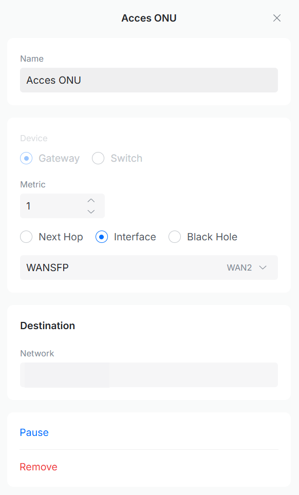 Configuration de l'interface WAN SFP UniFi avec le réseau masqué